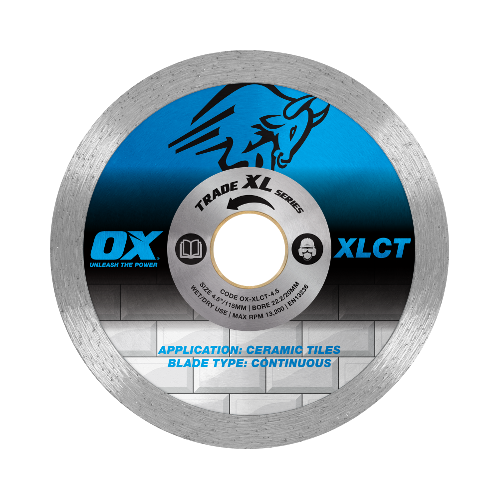 OX Trade XL Continuous Diamond Blade 4.5-Inch/115mm - Ceramic Tiles