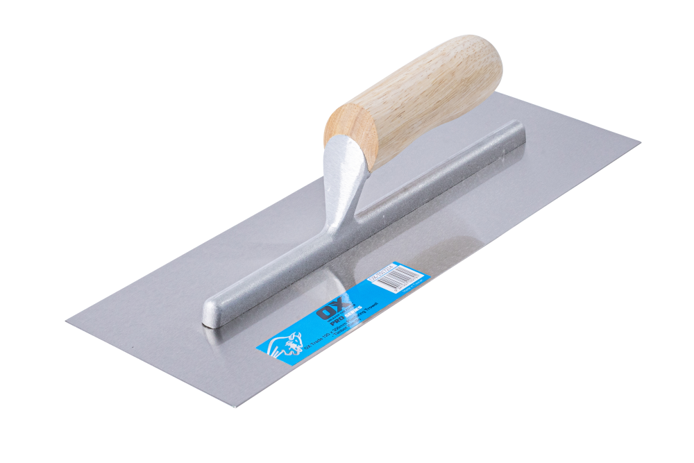 OX Trade Finishing Trowel with Timber Handle - 120mm x 356mm